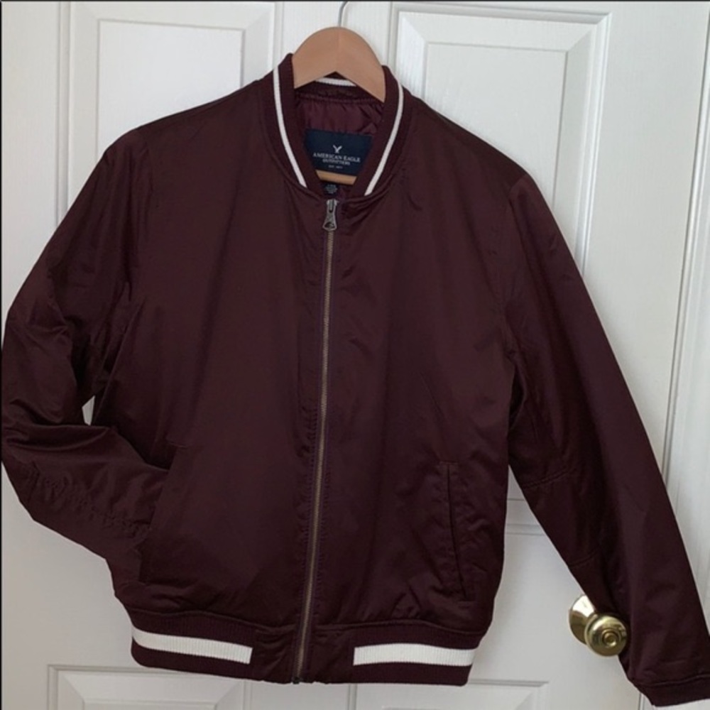 Maroon Bomber Jacket - image 2